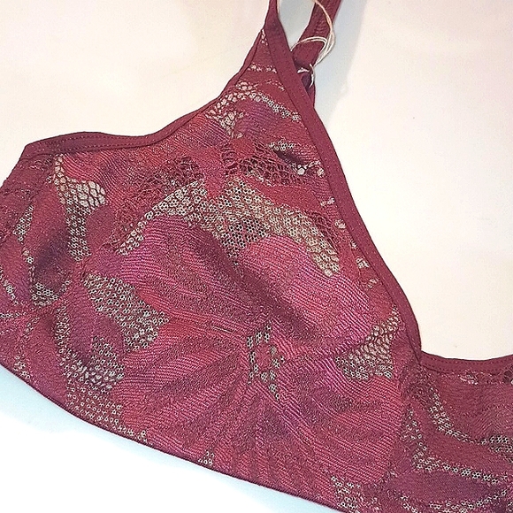 HANRO LUXURY MOMENTS BURGUNDY LACE BRAS(Available Only In Olive Green) - Picture 2 of 4
